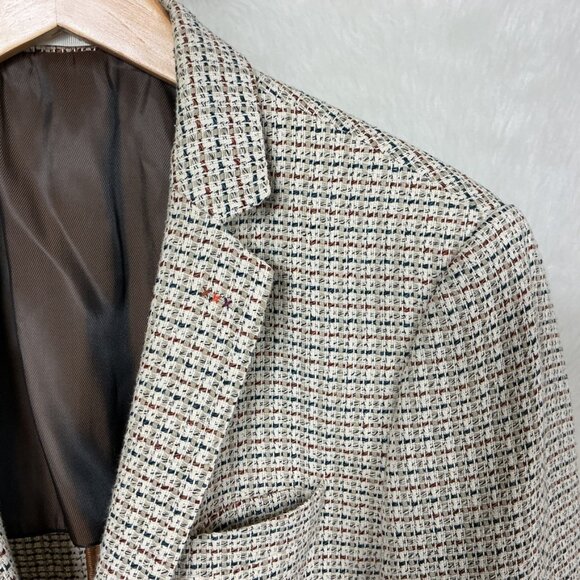 Scotch & Soda Men's Regular Fit Cotton Blend Ivory, Blue & Orange Woven Blazer M - Picture 2 of 9